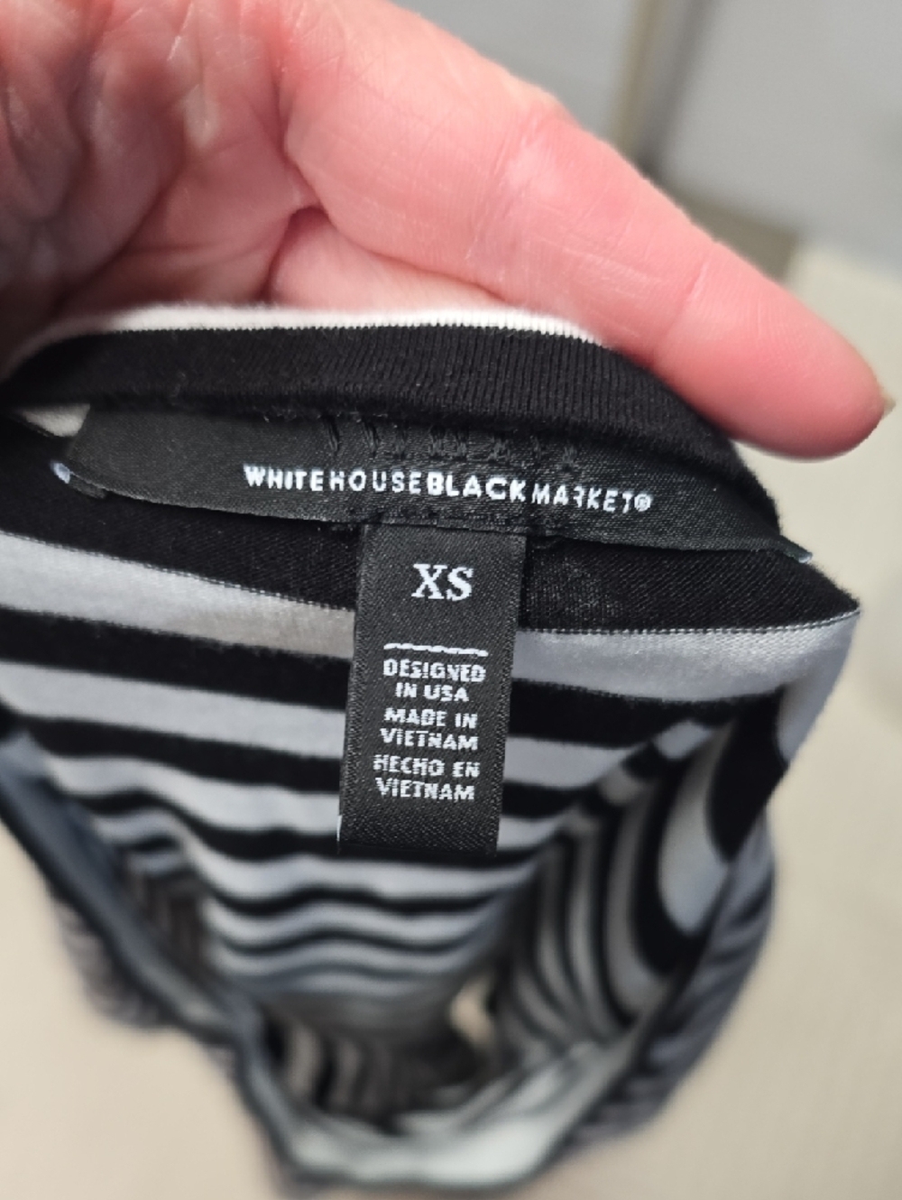 White House Black Market Black and White Striped Sleeveless Peplum Top - Picture 7 of 7